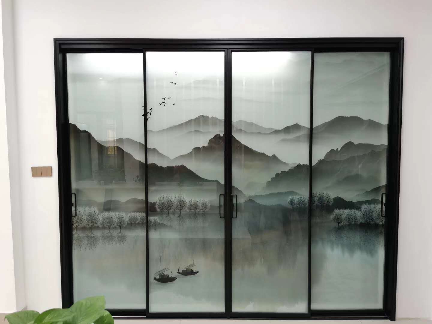 Landscape painting Background wall Aluminum alloy sliding door